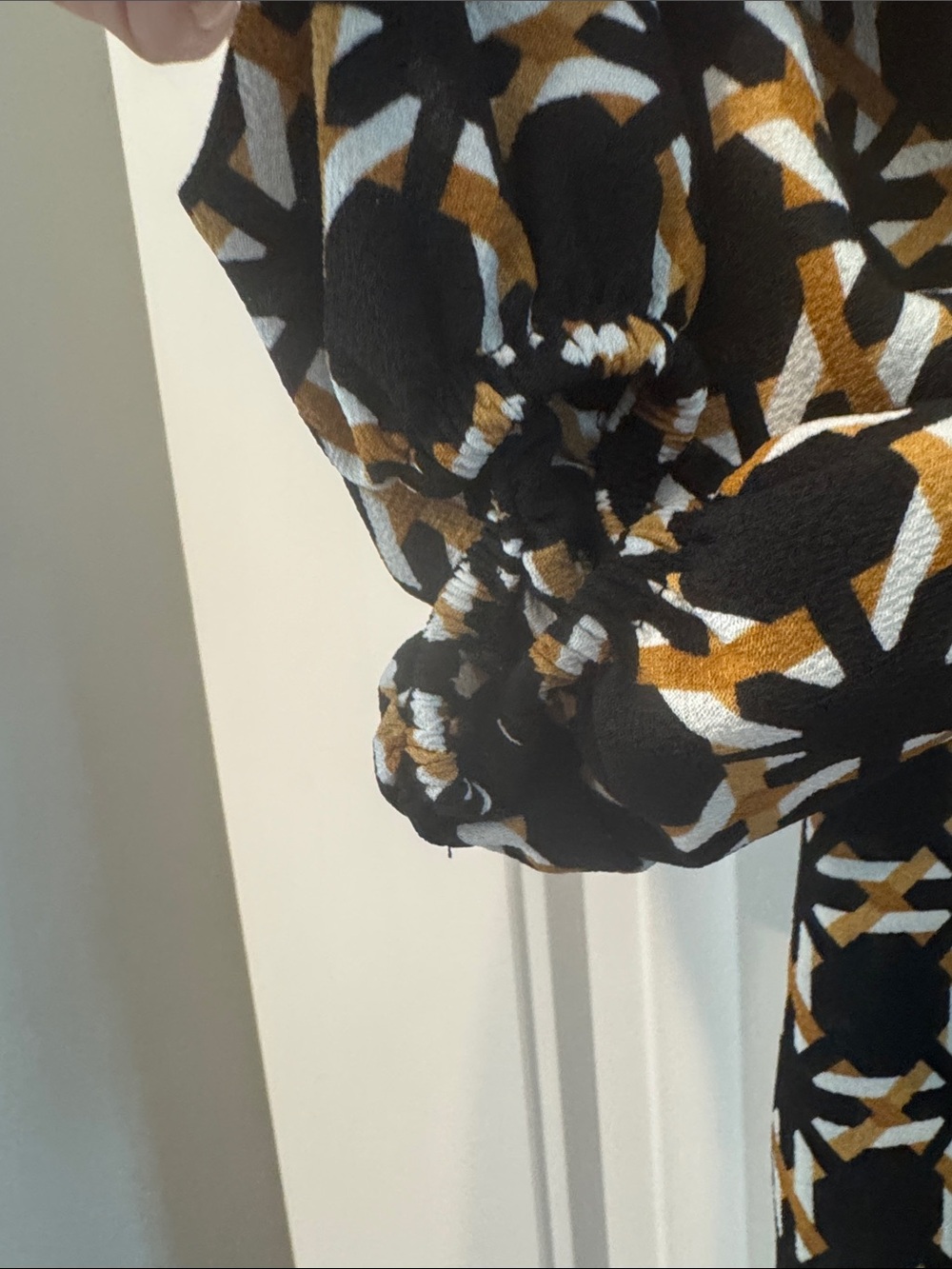 Ruby Rd. Black and Gold Geometric Button-Front Blouse - Picture 3 of 5